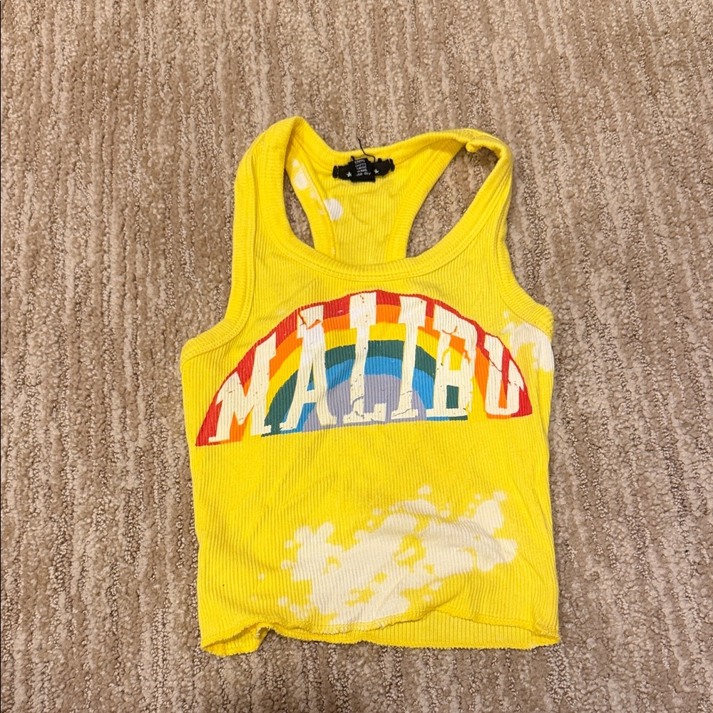 Flowers by Zoe Yellow Kids Tank Top with Rainbow Print